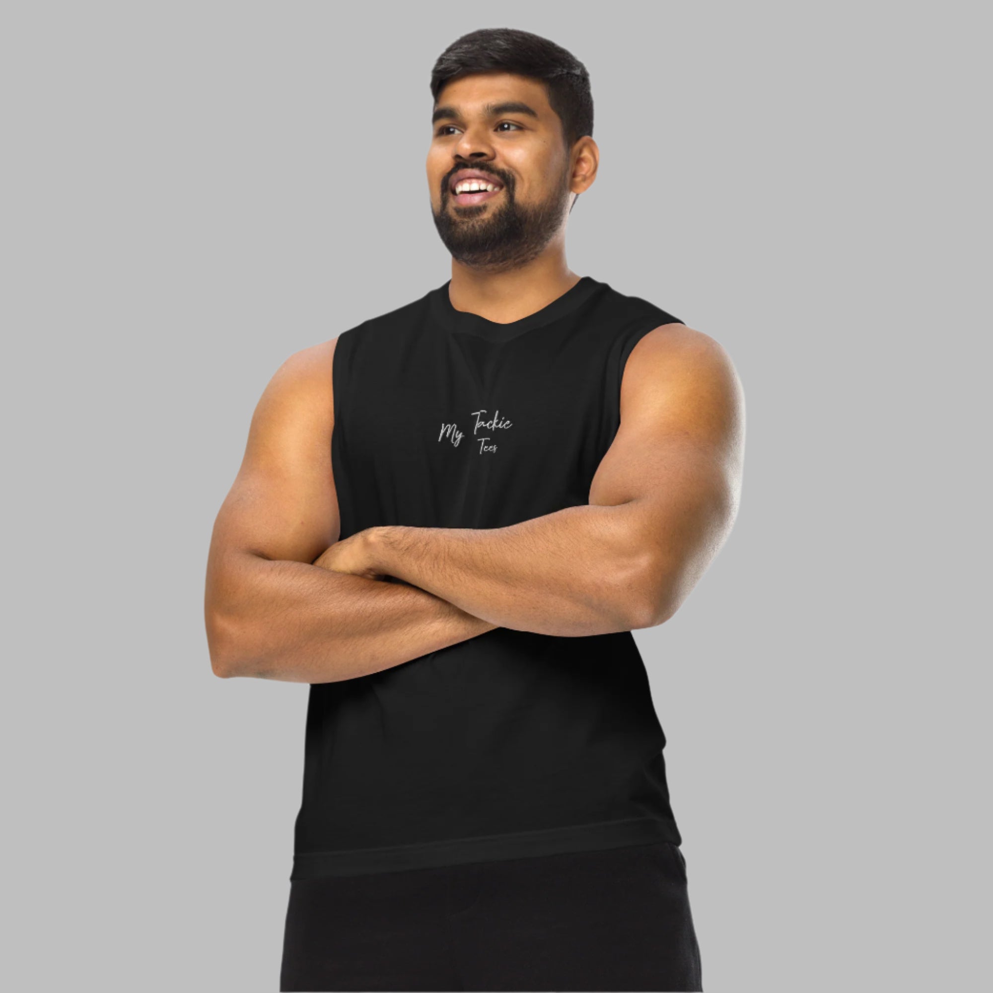 My Tackie Tees premium comfort embroidered muscle shirt for fitness enthusiasts - front view
