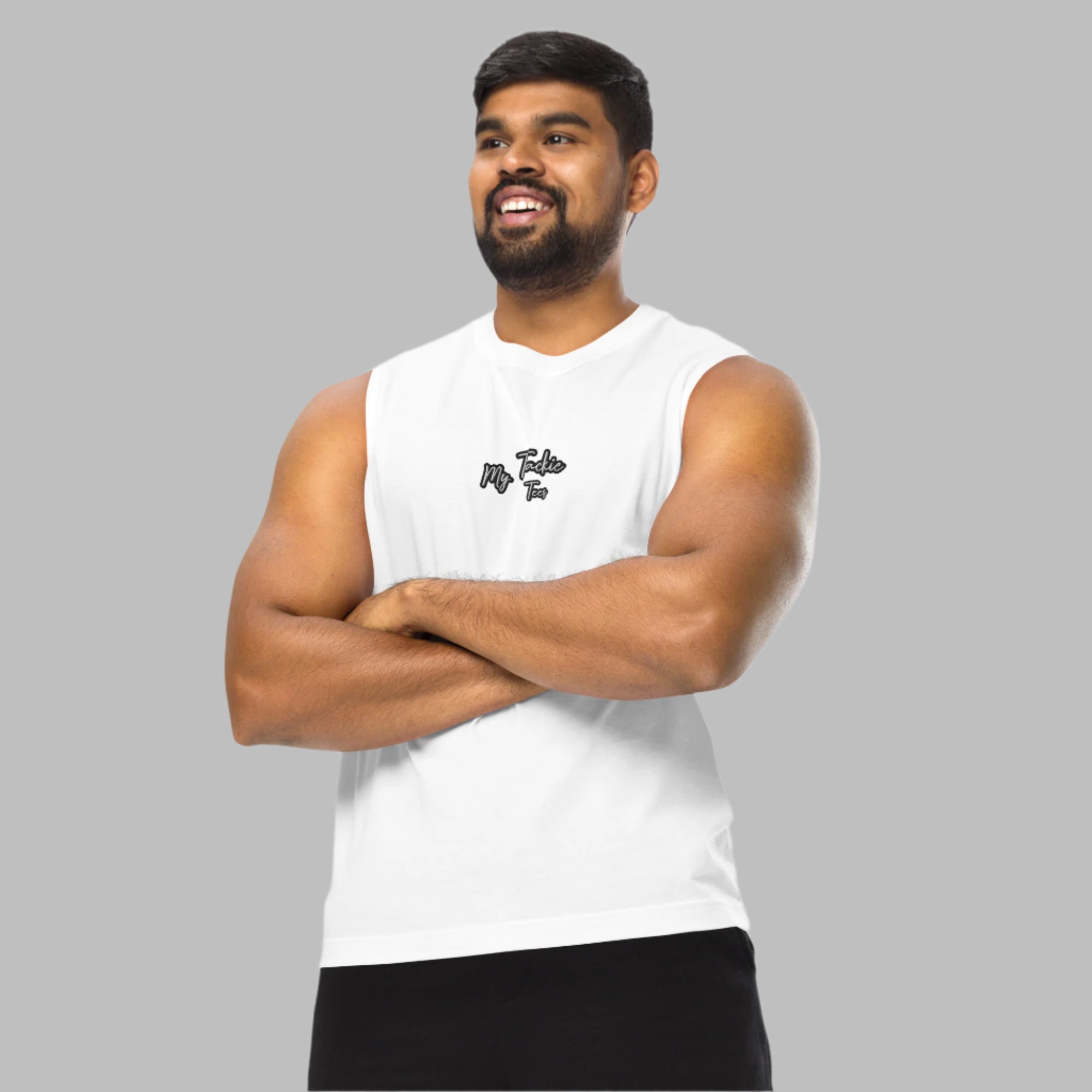 My Tackie Tees premium comfort embroidered muscle shirt for fitness enthusiasts - front view