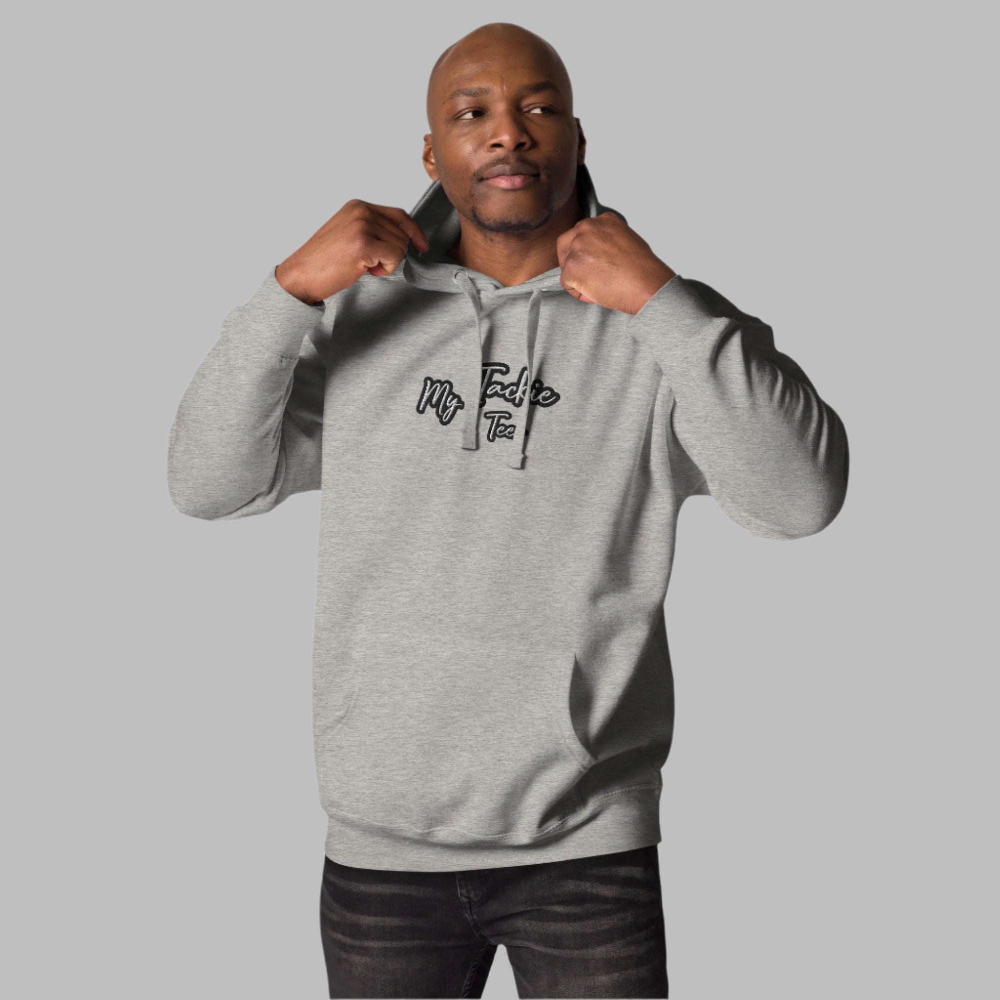 My Tackie Tees TrendSetter men's embroidered hoodie premium streetwear - front view