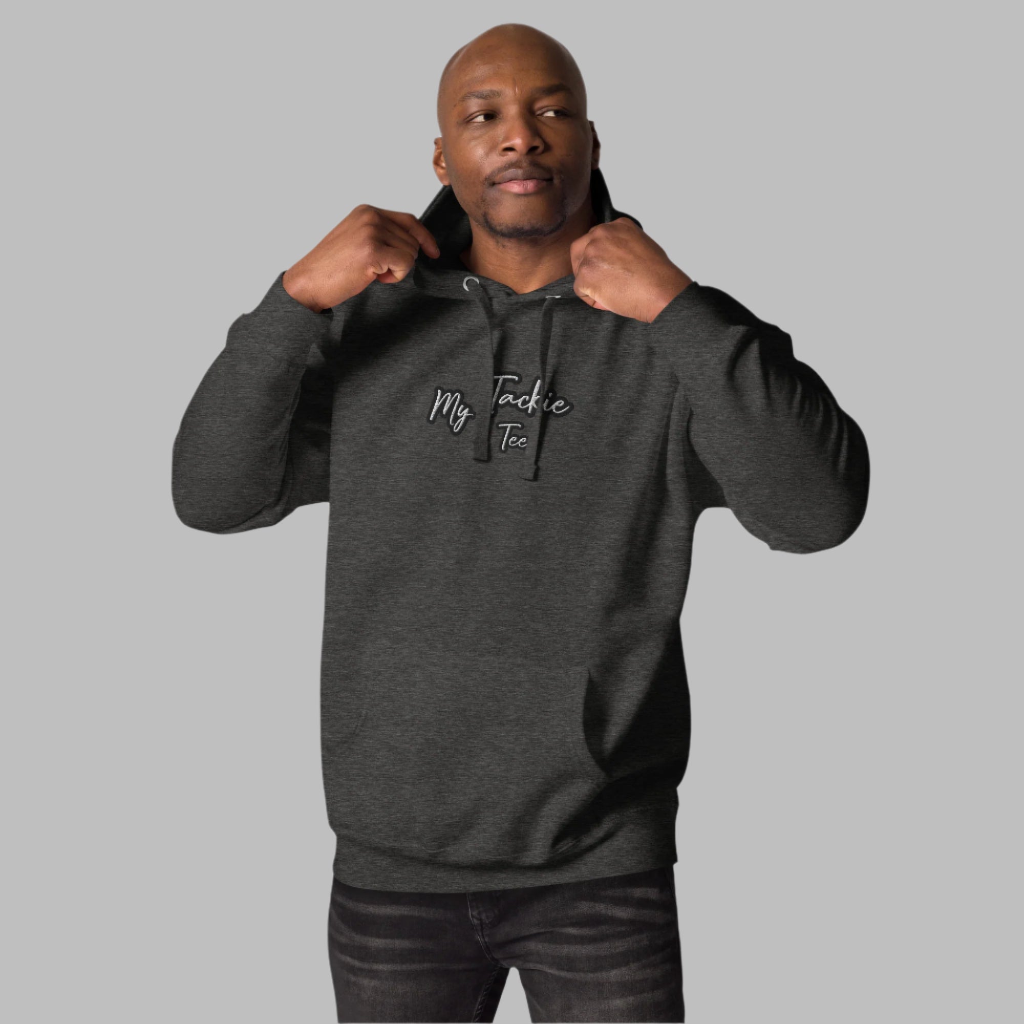 My Tackie Tees TrendSetter men's embroidered hoodie premium streetwear - front view