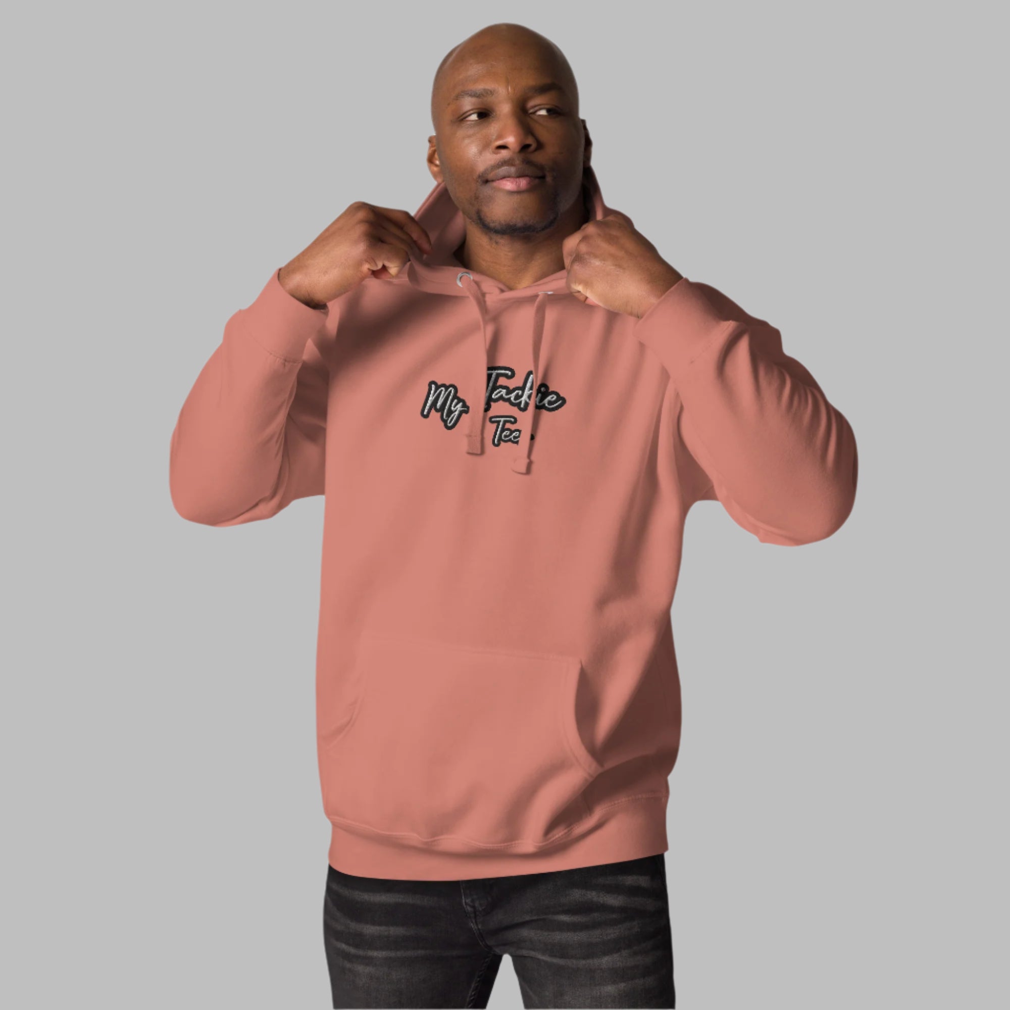 My Tackie Tees TrendSetter men's embroidered hoodie premium streetwear - front view