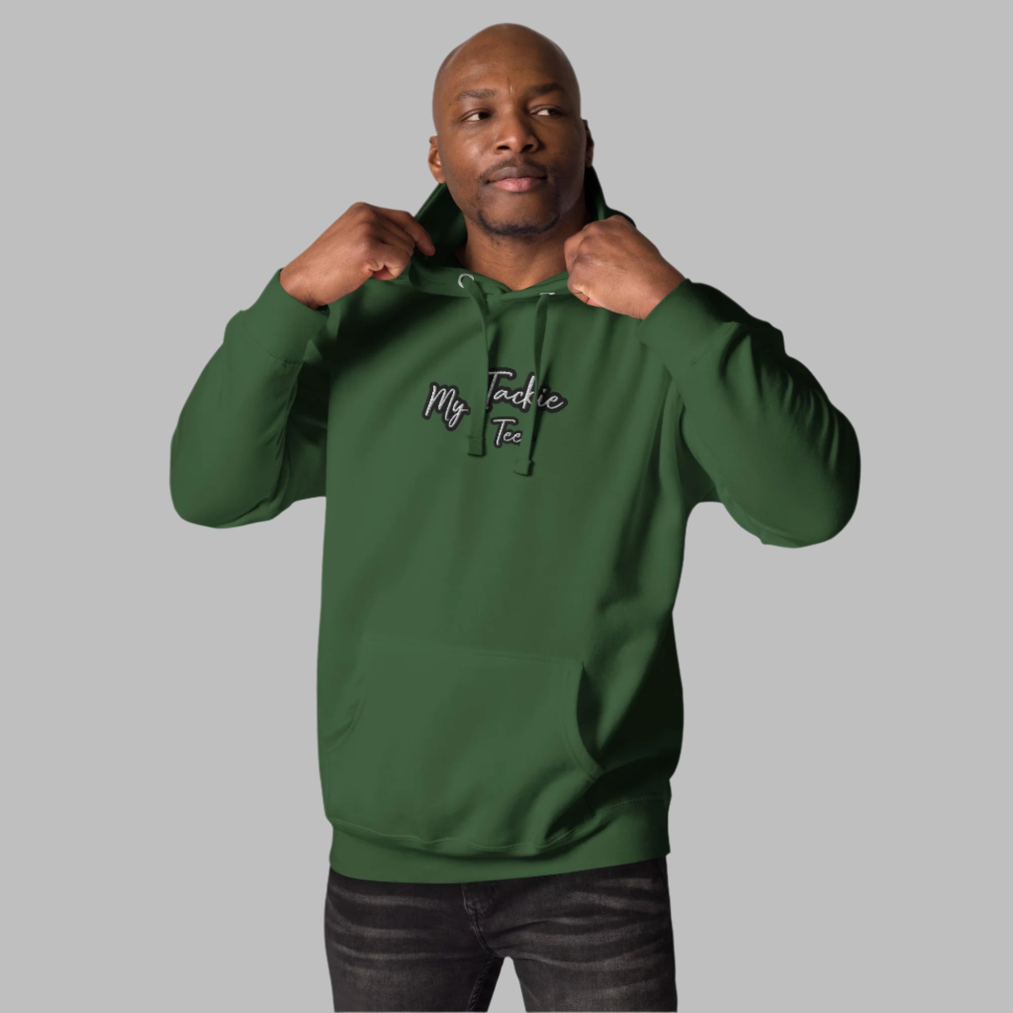 My Tackie Tees TrendSetter men's embroidered hoodie premium streetwear - front view