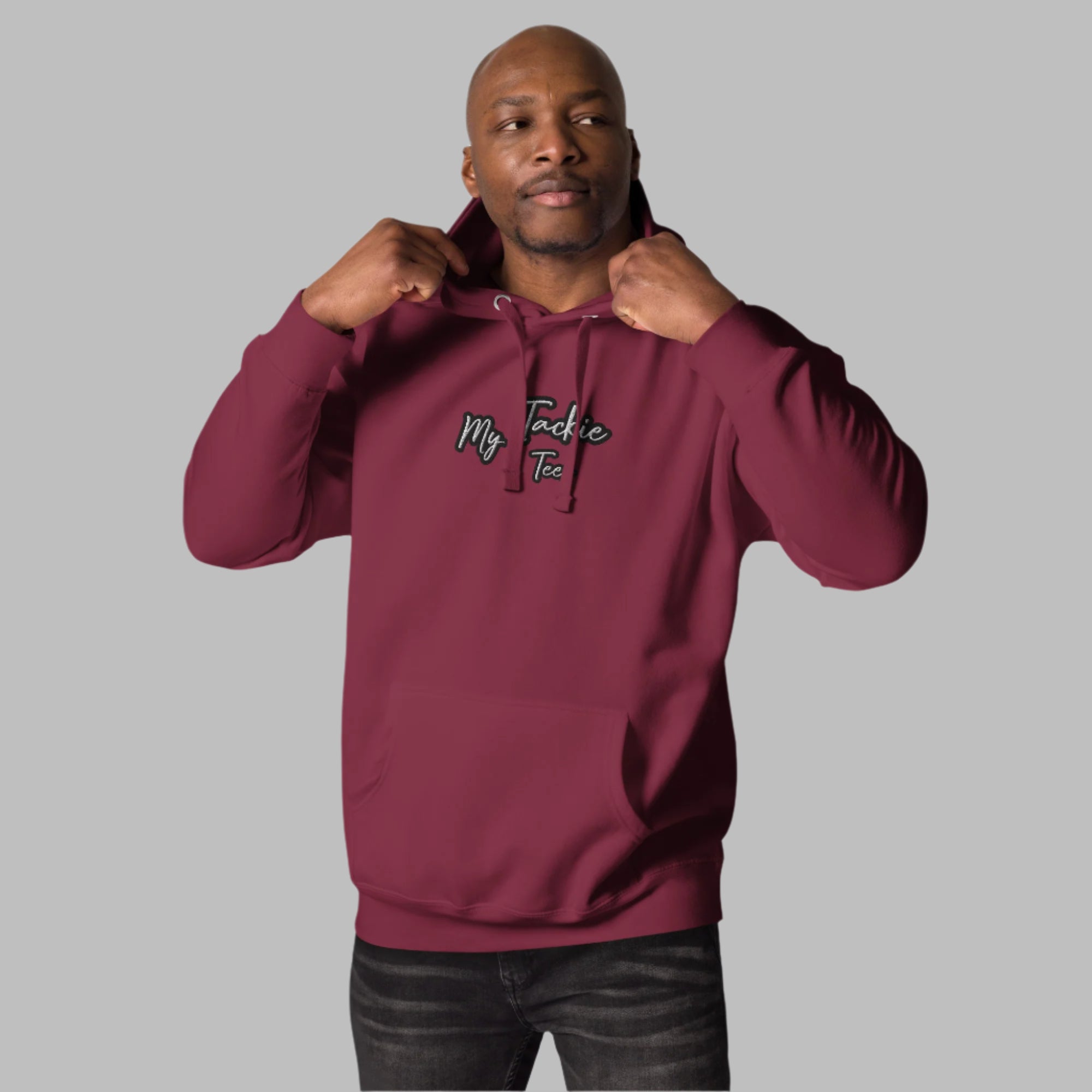 My Tackie Tees TrendSetter men's embroidered hoodie premium streetwear - front view