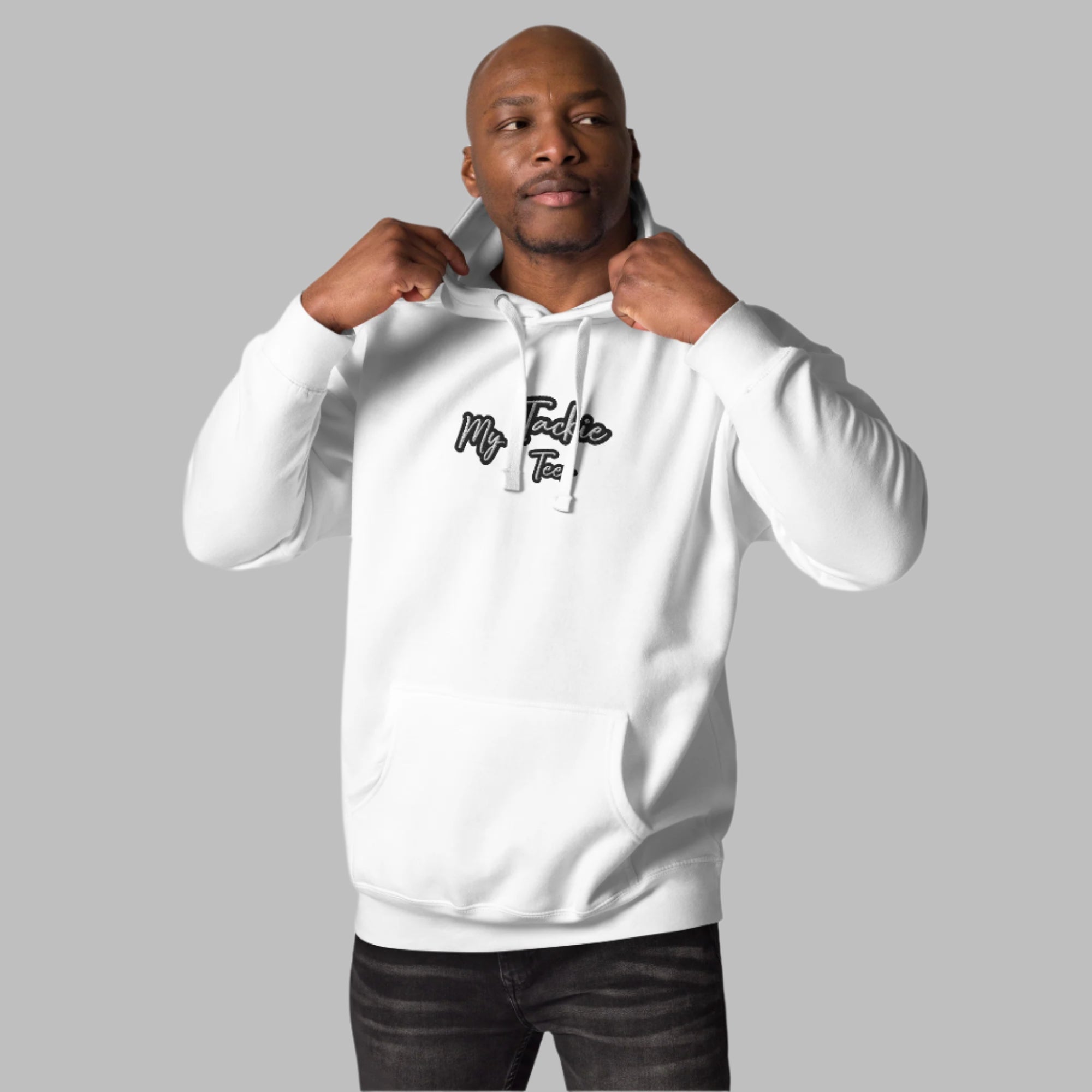 My Tackie Tees TrendSetter men's embroidered hoodie premium streetwear - front view