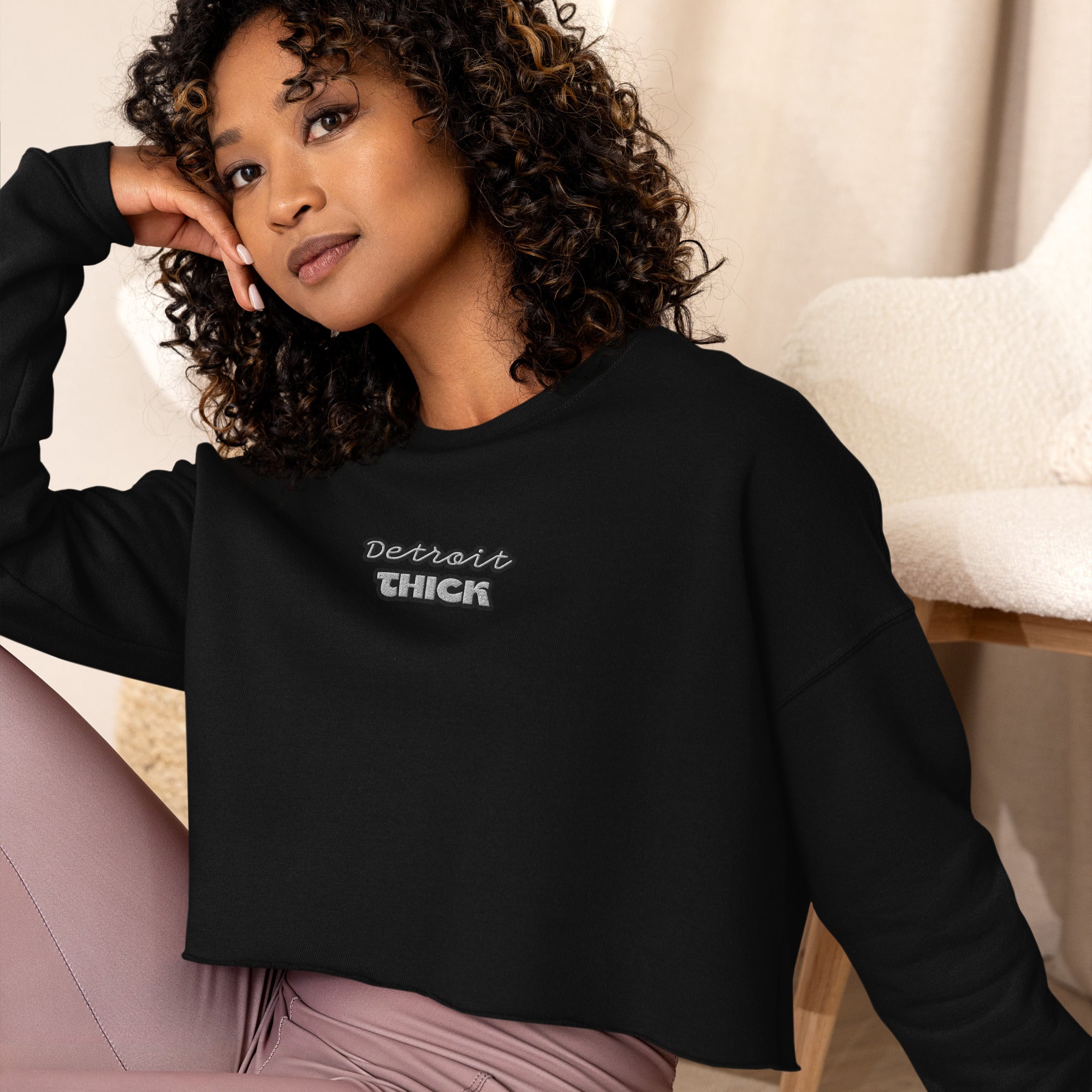 perfect fusion of style and comfort with our Detroit THICK women's crop sweatshirt