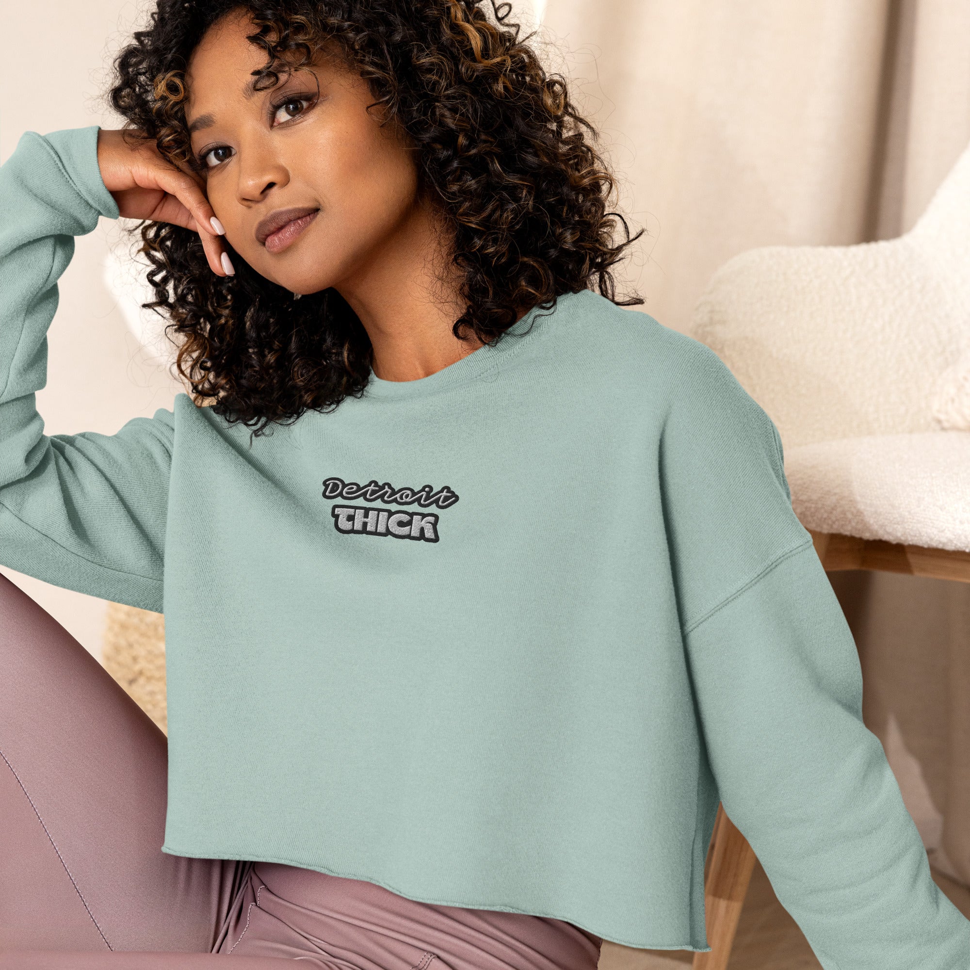 perfect fusion of style and comfort with our Detroit THICK women's crop sweatshirt