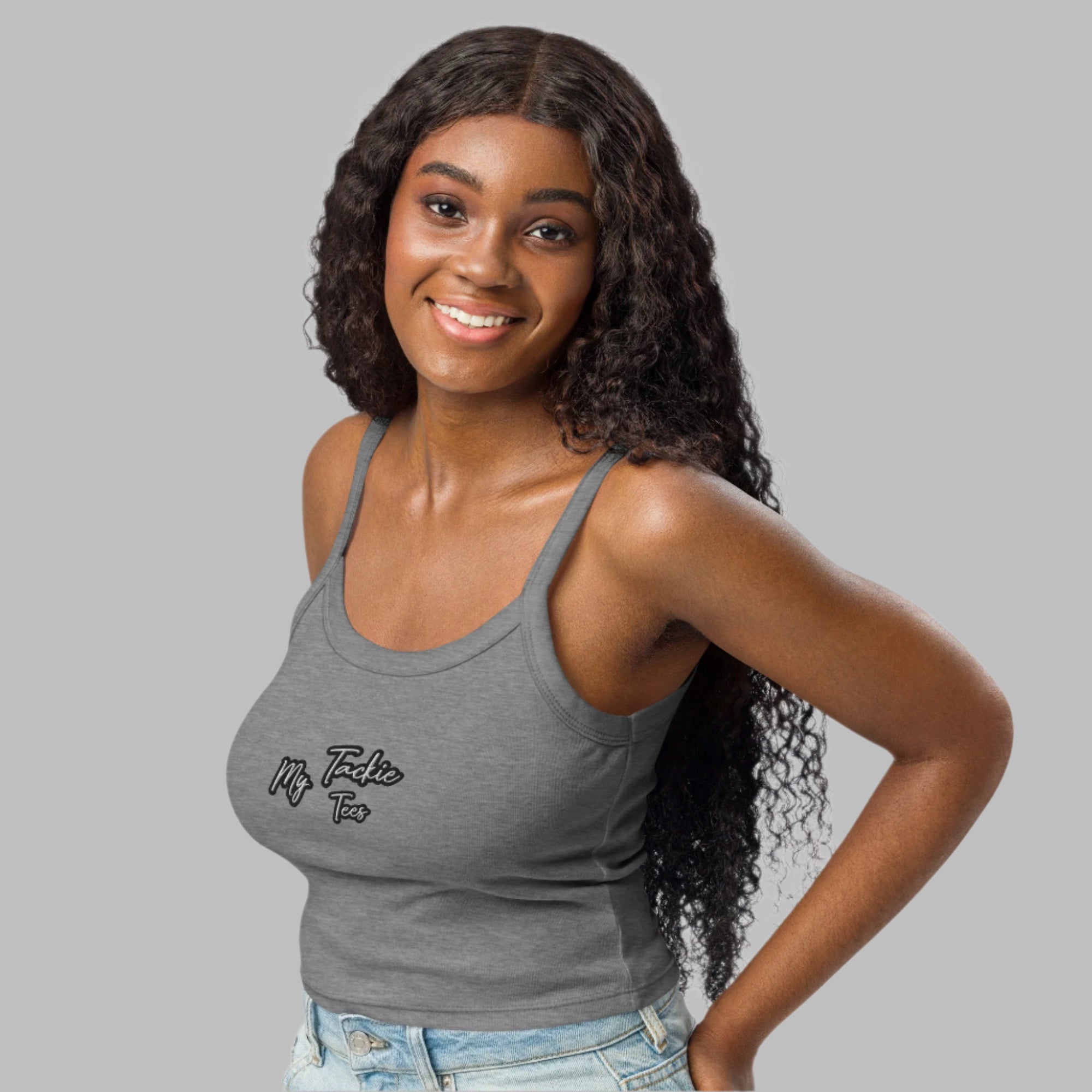 My Tackie Tees women's tank top styled for casual wear Michigan made