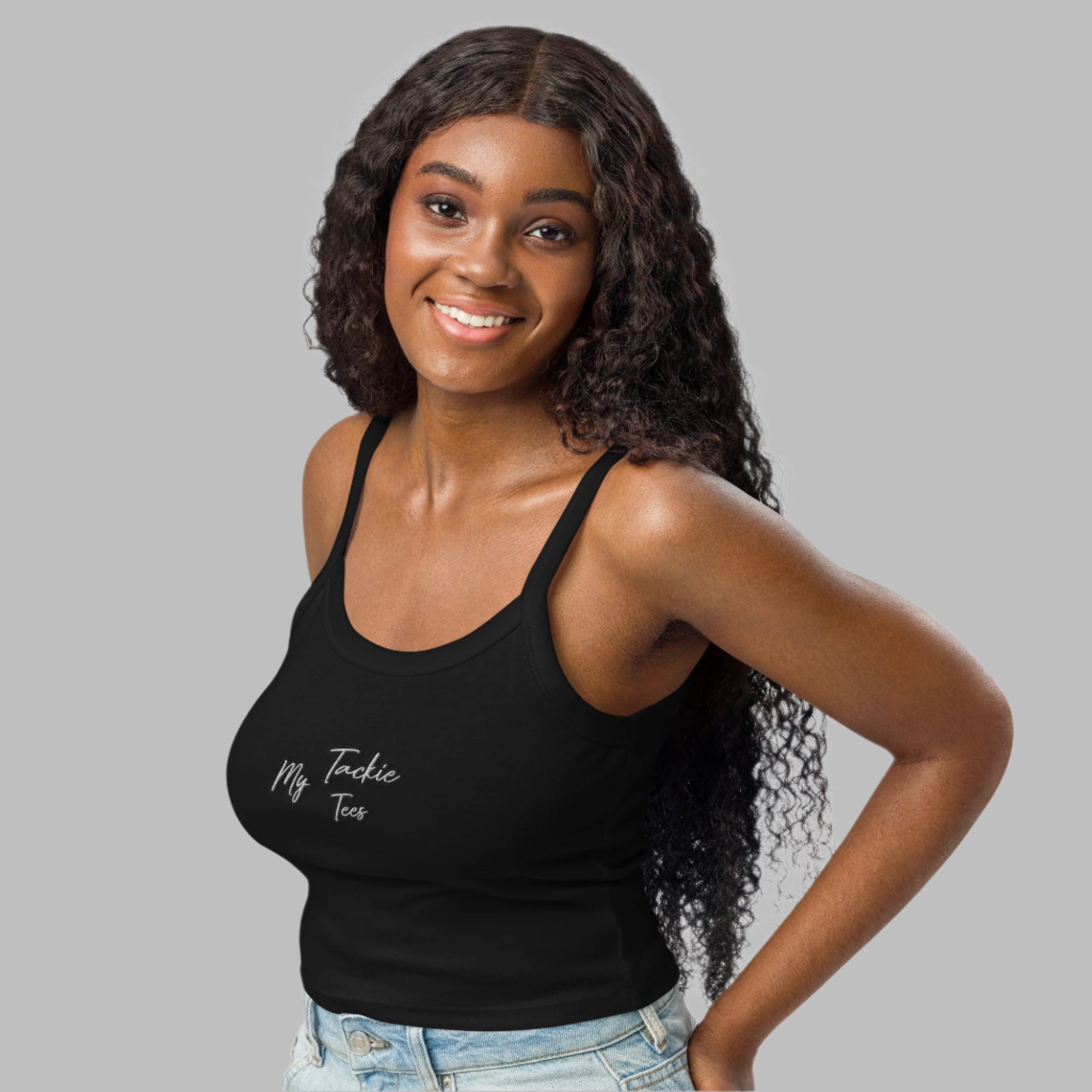 My Tackie Tees women's tank top styled for casual wear Michigan made