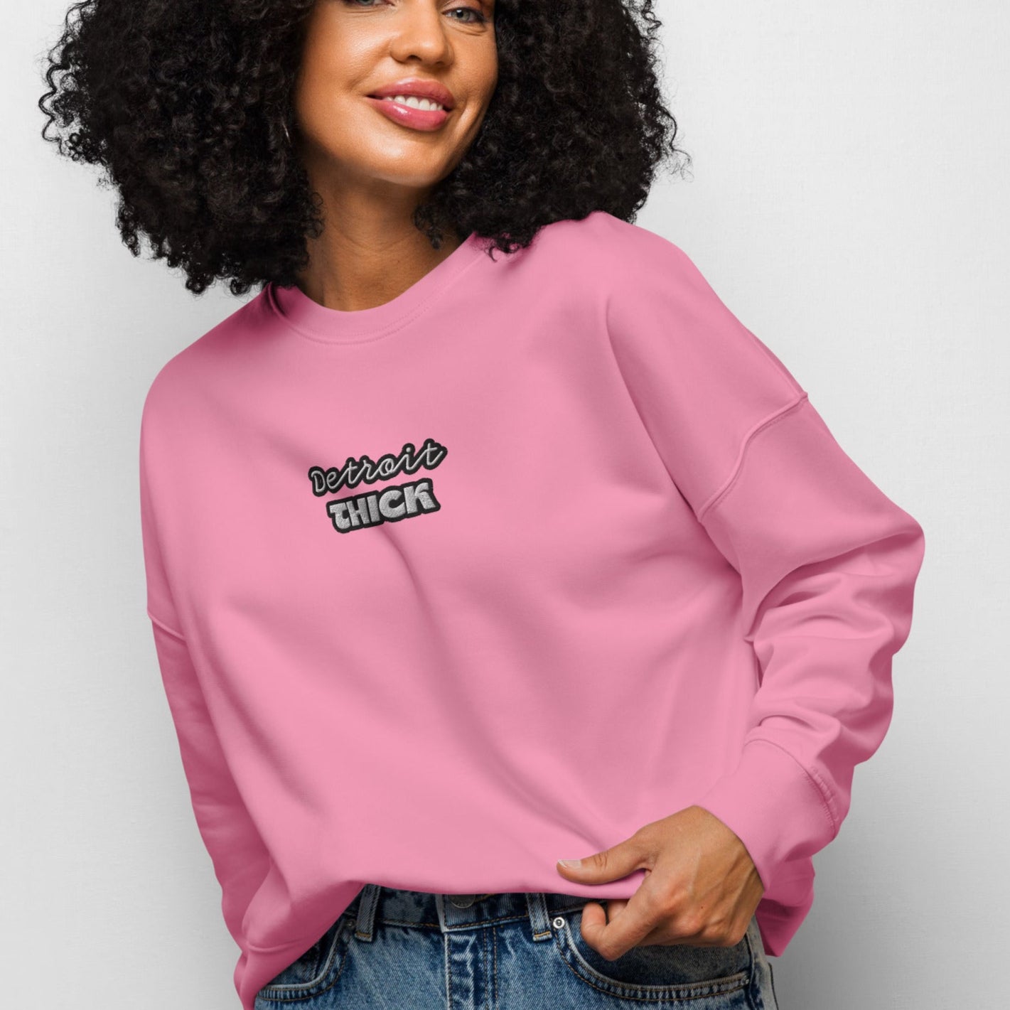 comfort and style in our Detroit THICK women's sweatshirt