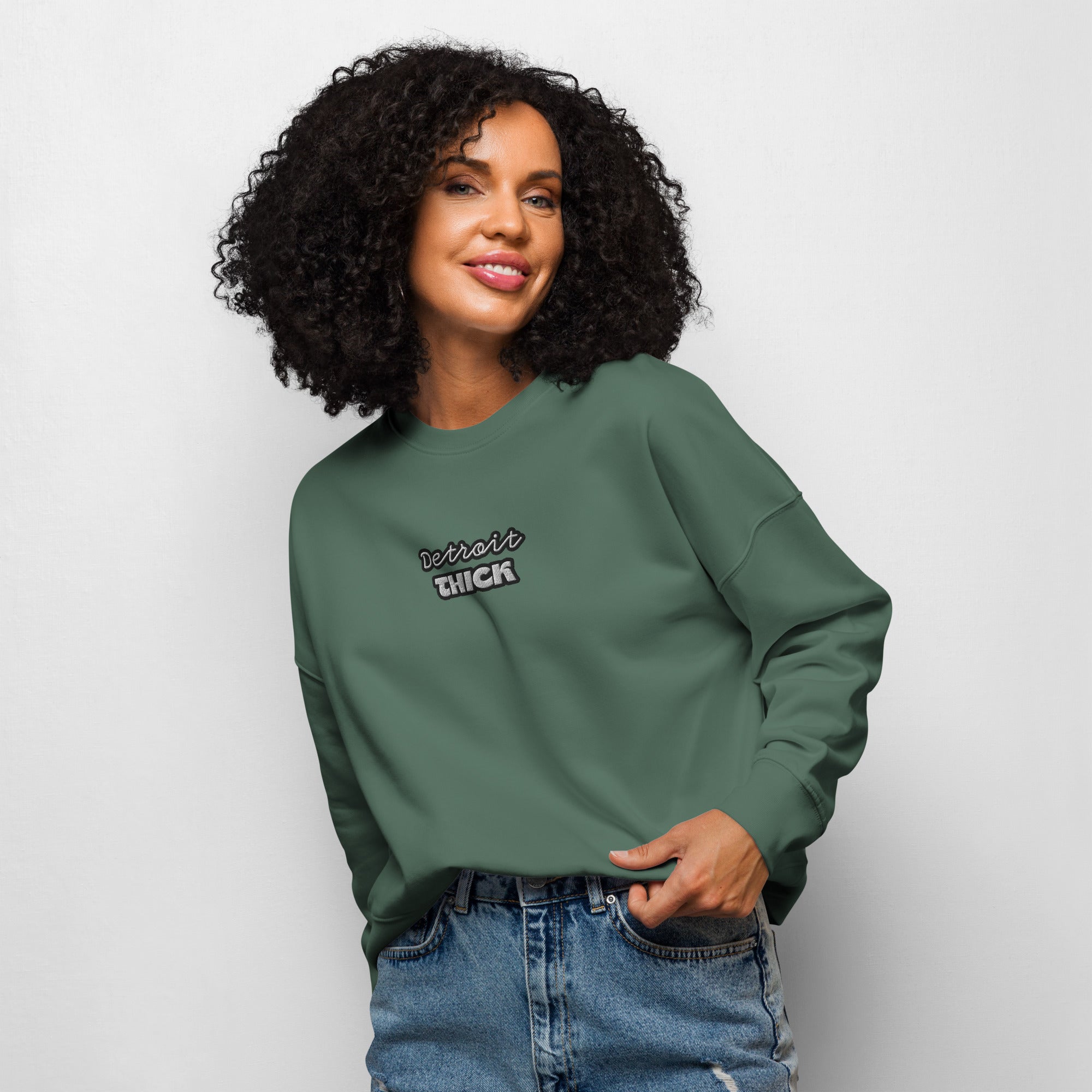 comfort and style in our Detroit THICK women's sweatshirt