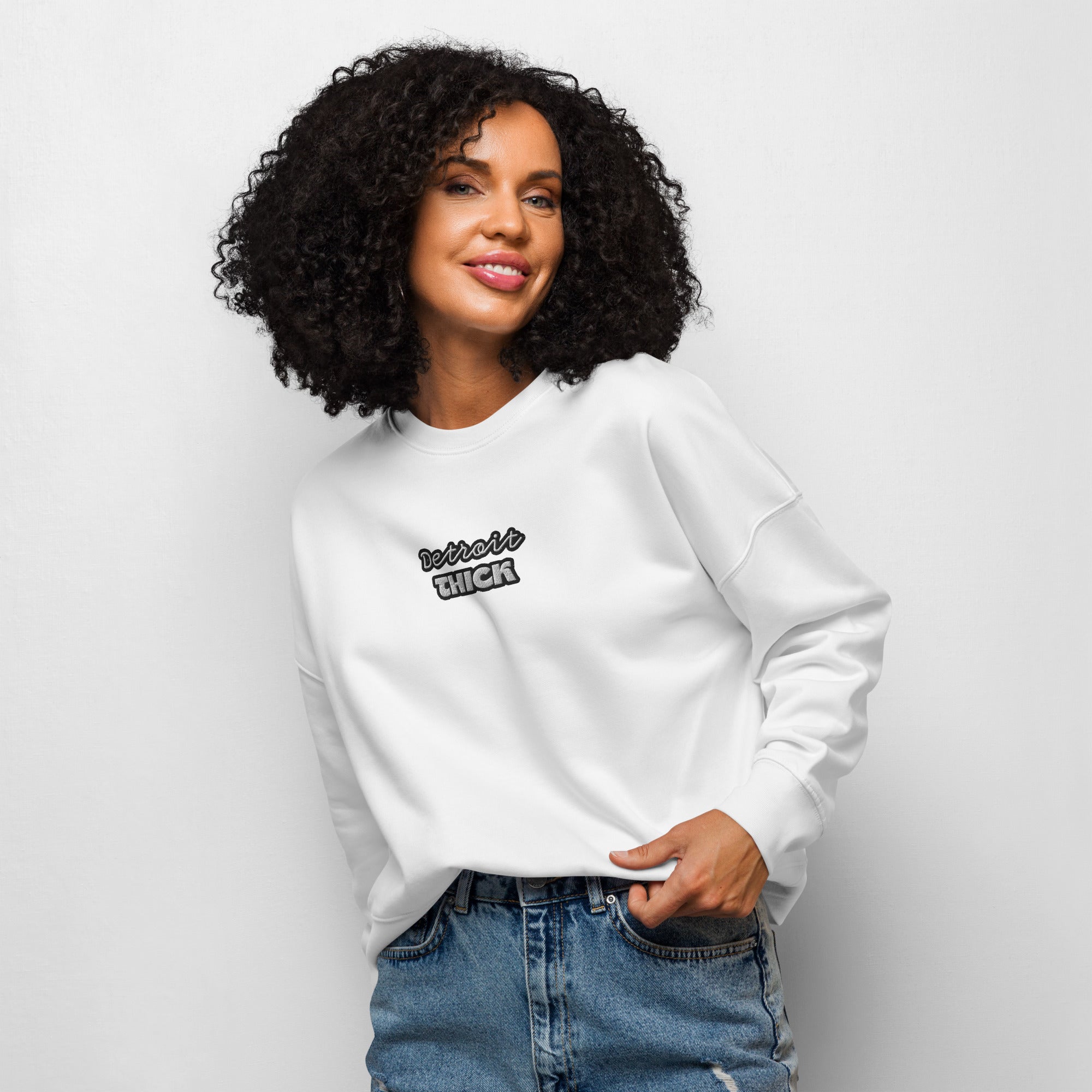 comfort and style in our Detroit THICK women's sweatshirt