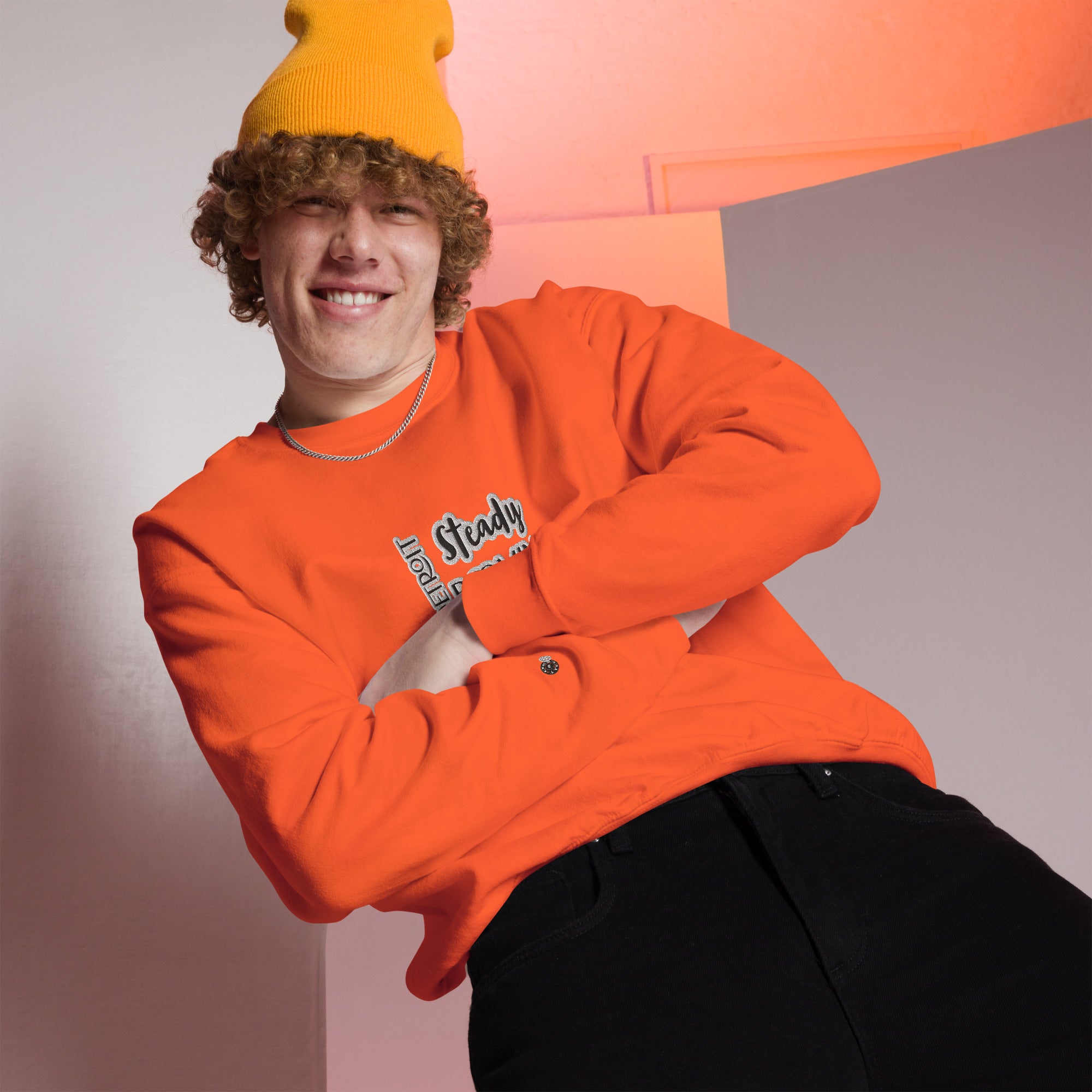 "Detroit Steady Boomin men's embroidered sweatshirt in [color] - premium comfort streetwear"