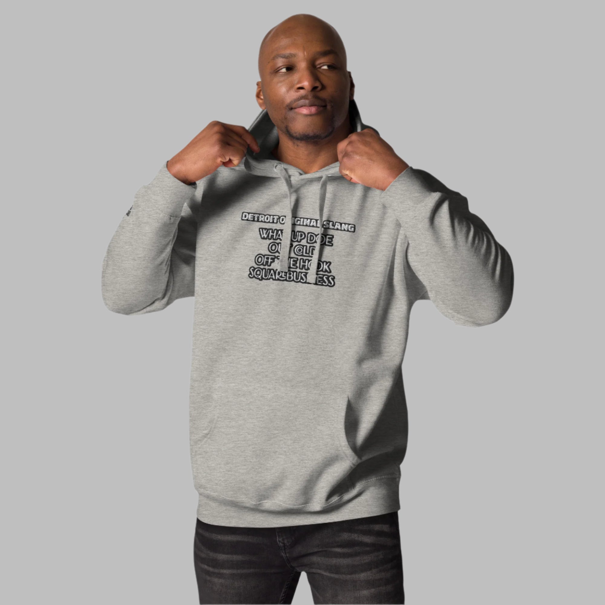 Detroit Original Slang embroidered hoodie with front pouch pocket - comfortable stylish apparel for Detroit enthusiasts