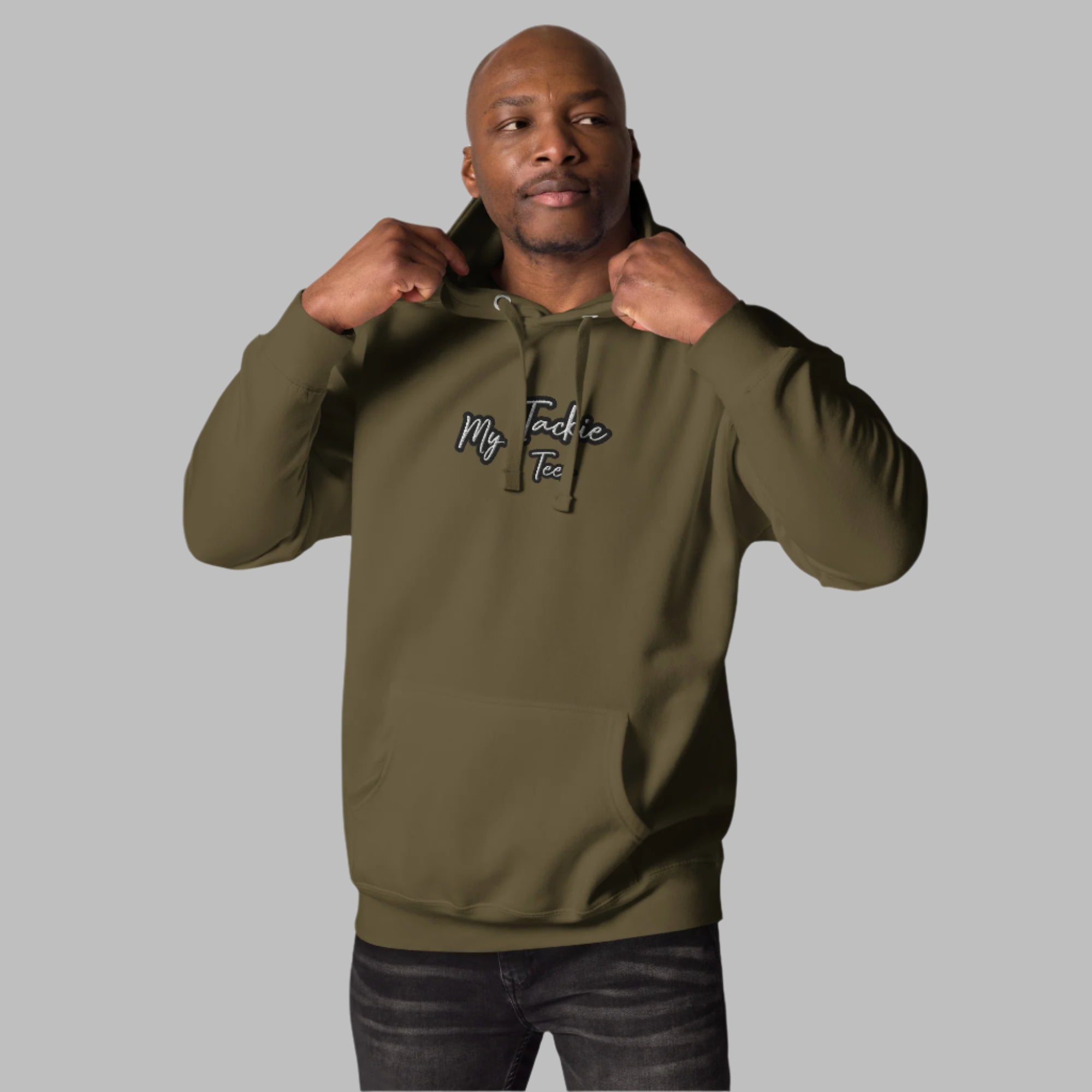 My Tackie Tees TrendSetter men's embroidered hoodie premium streetwear - front view