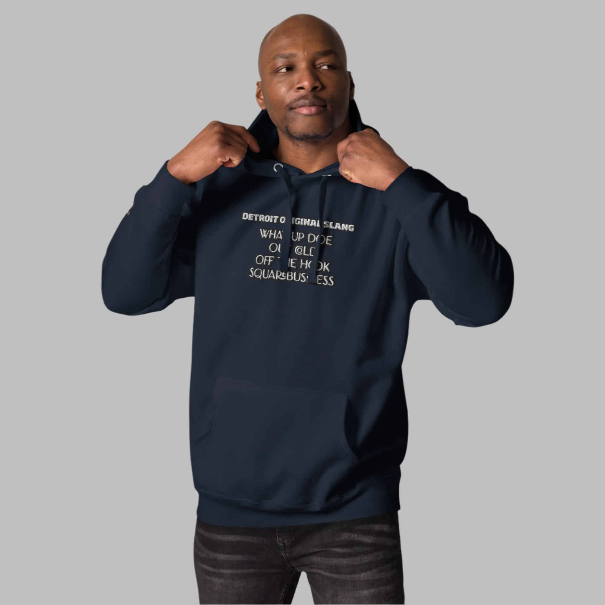 Detroit Original Slang embroidered hoodie with front pouch pocket - comfortable stylish apparel for Detroit enthusiasts