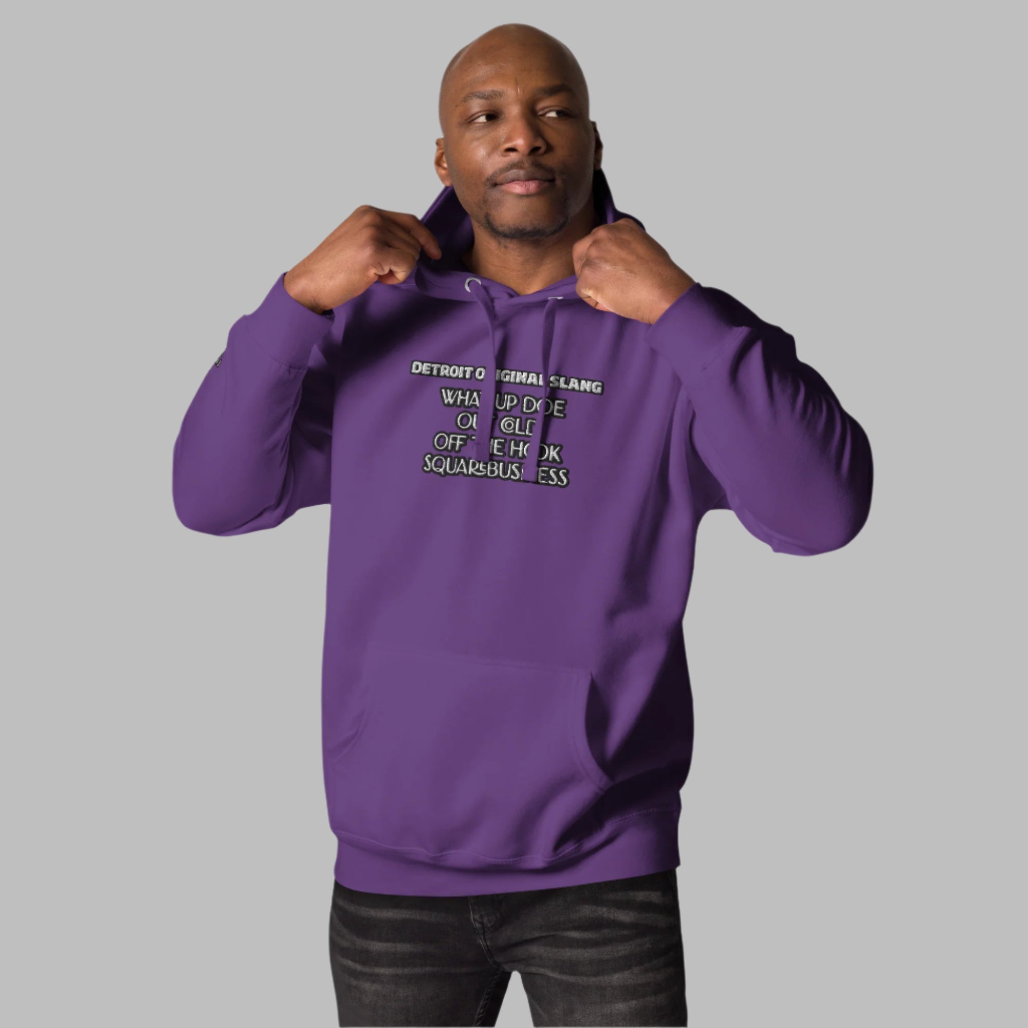 Detroit Original Slang embroidered hoodie with front pouch pocket - comfortable stylish apparel for Detroit enthusiasts
