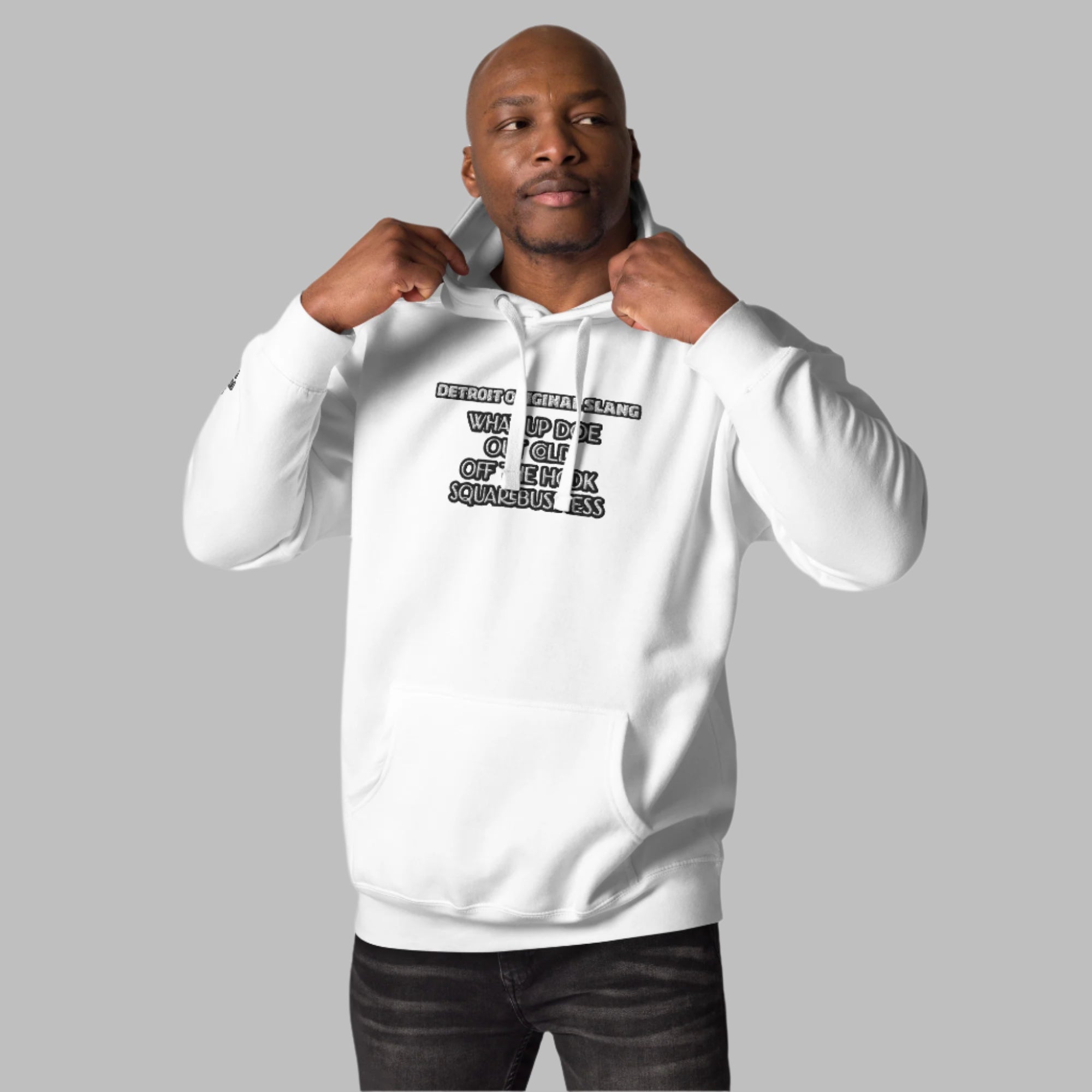 Detroit Original Slang embroidered hoodie with front pouch pocket - comfortable stylish apparel for Detroit enthusiasts