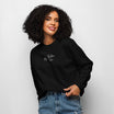Women's organic crew neck sweatshirt with embroidered design - front view